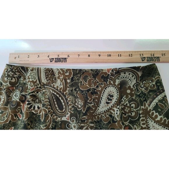 Vintage Skirt Women’s 10 Green Brown Paisley Floral Ankle A-Line Elastic Forest - Picture 7 of 9